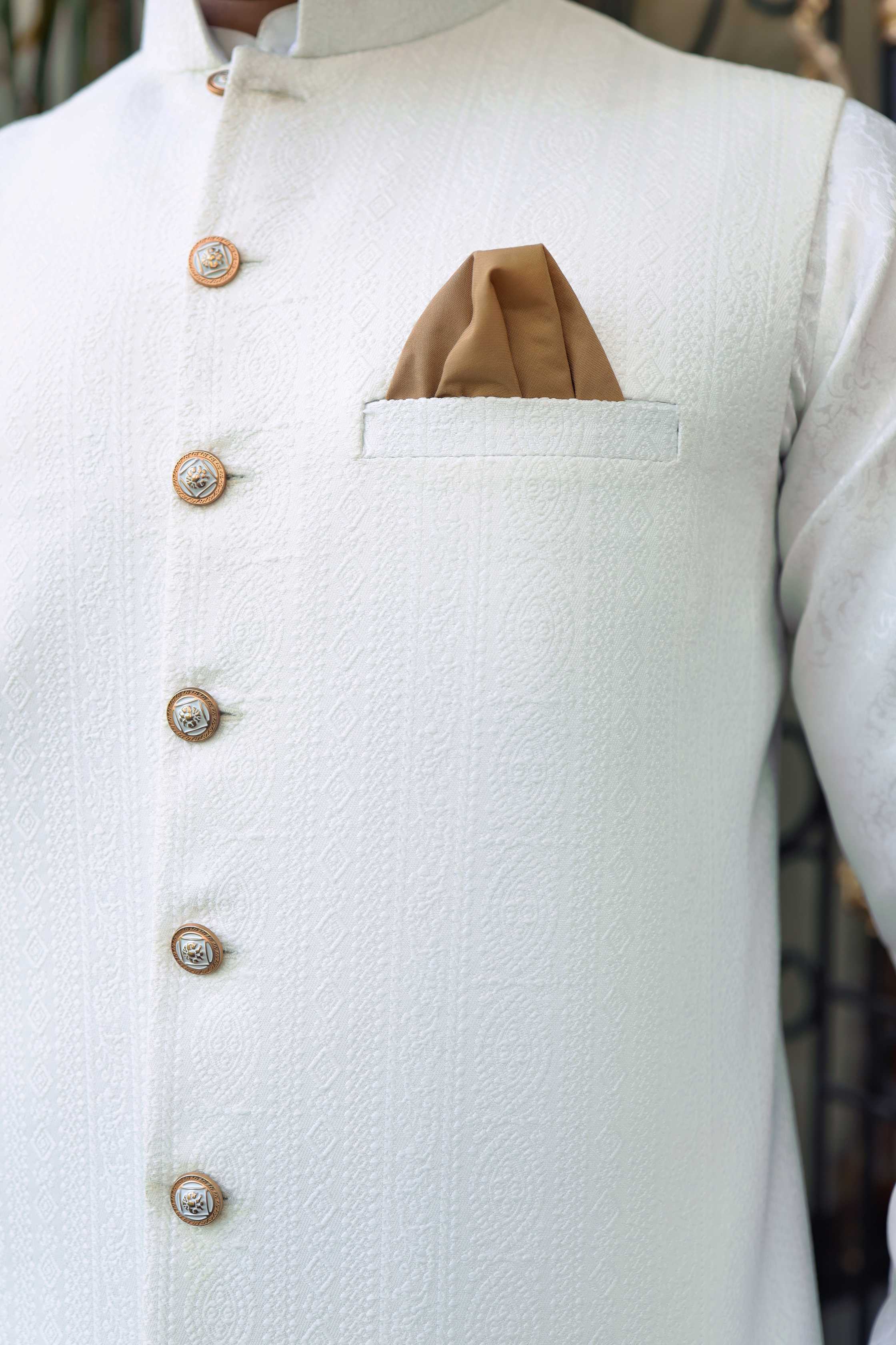 Premium White waistcoat Jamawar Fabric