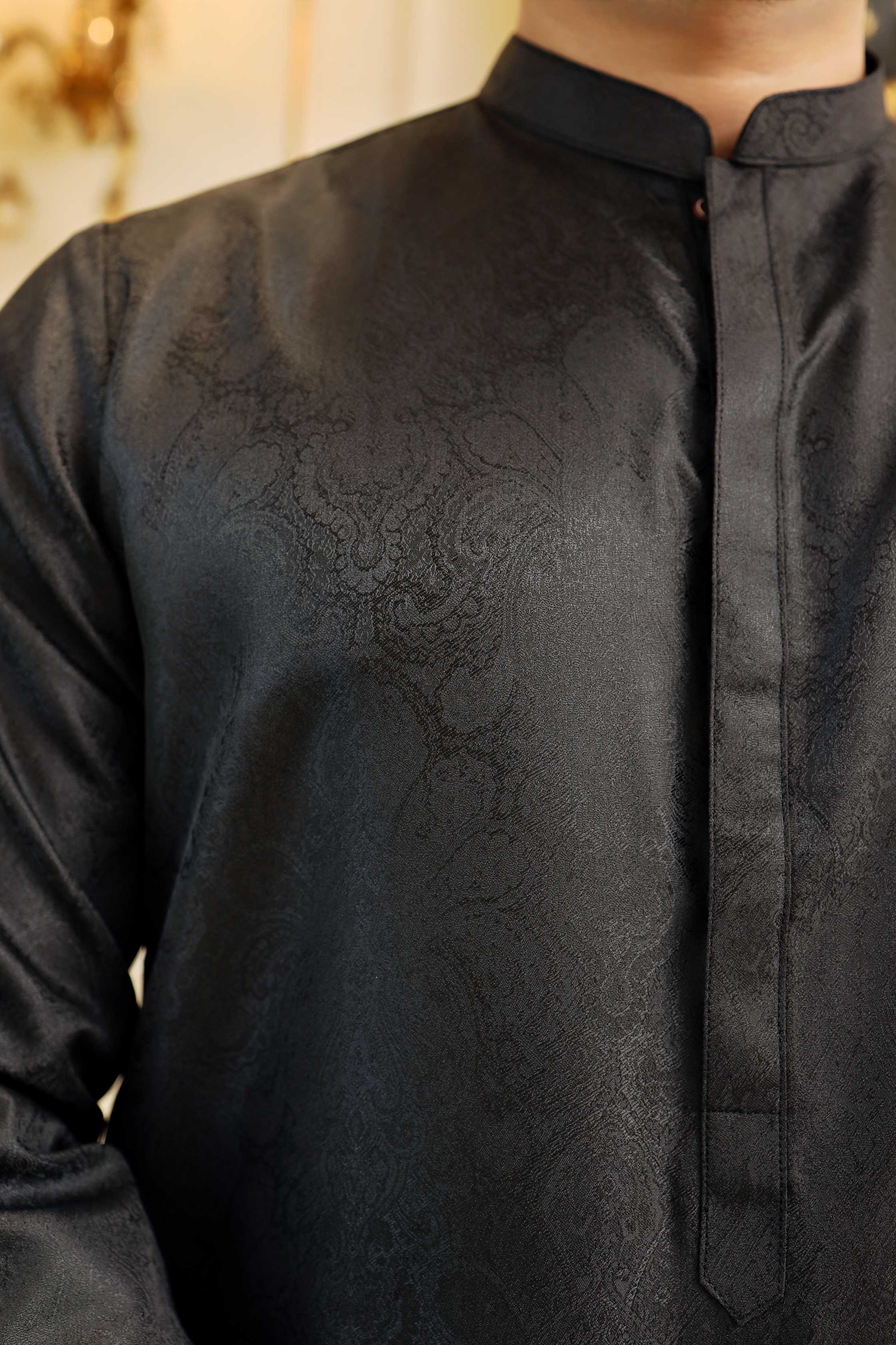Premium Formal jamawar fabric Black kurta