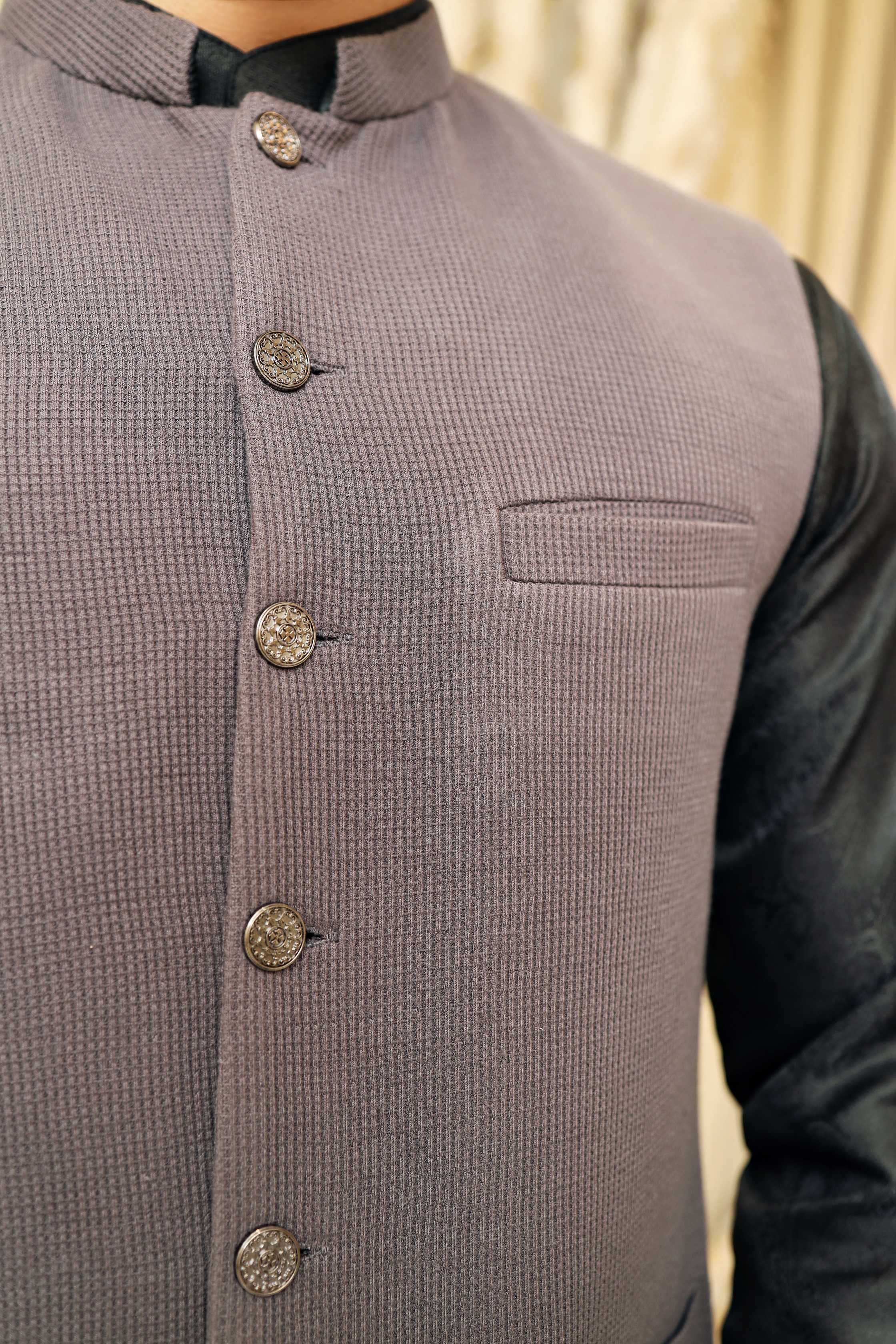 Premium Charcoal waistcoat Knit Fabric