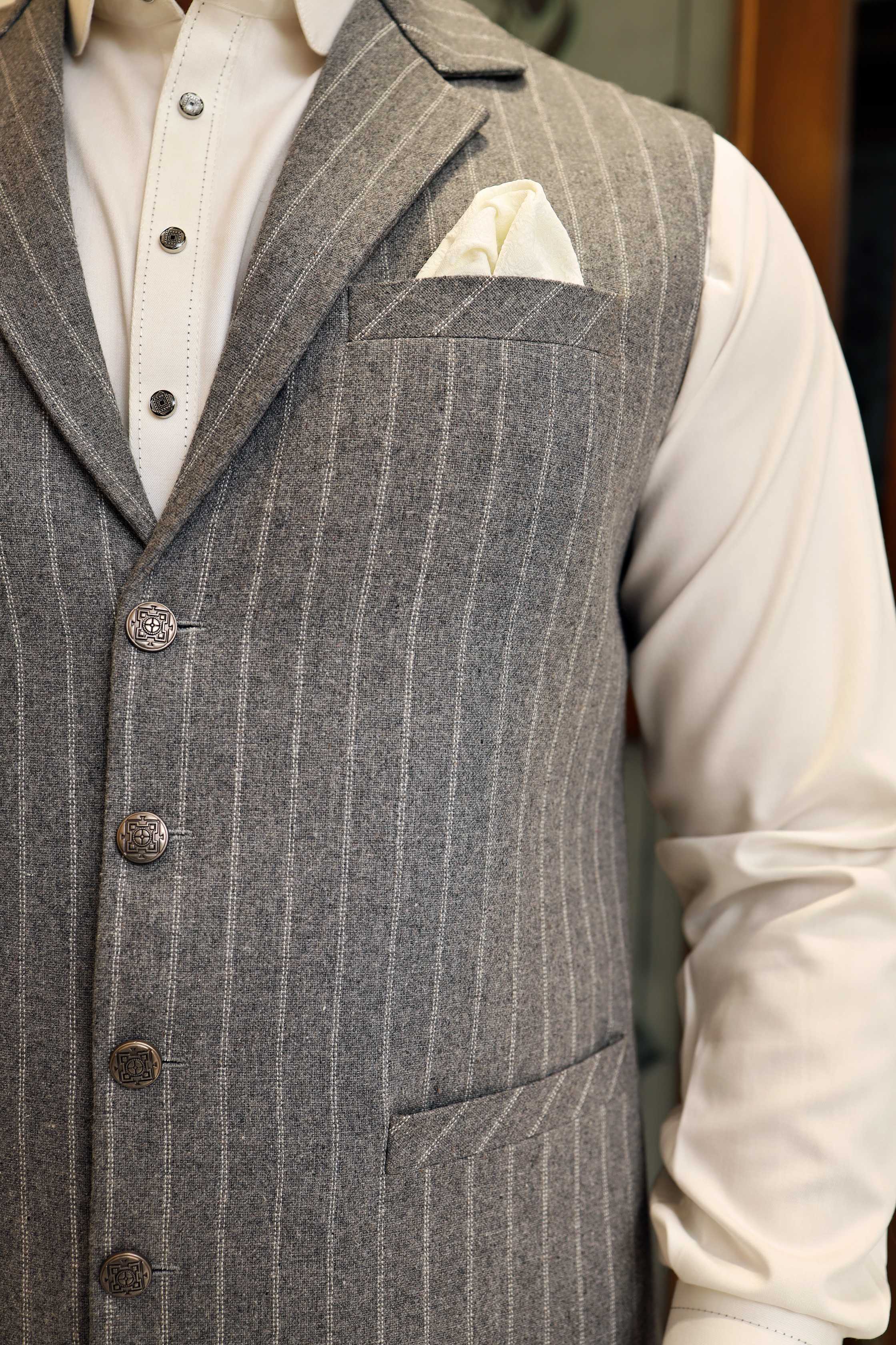Premium Grey Waistcoat Wool Fabric